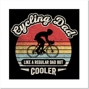 Cycling Dad Like A Regular Dad But Cooler Funny Cycling Vintage Biker Cyclist Dad Gift Biker Gift Retro Bike Posters and Art